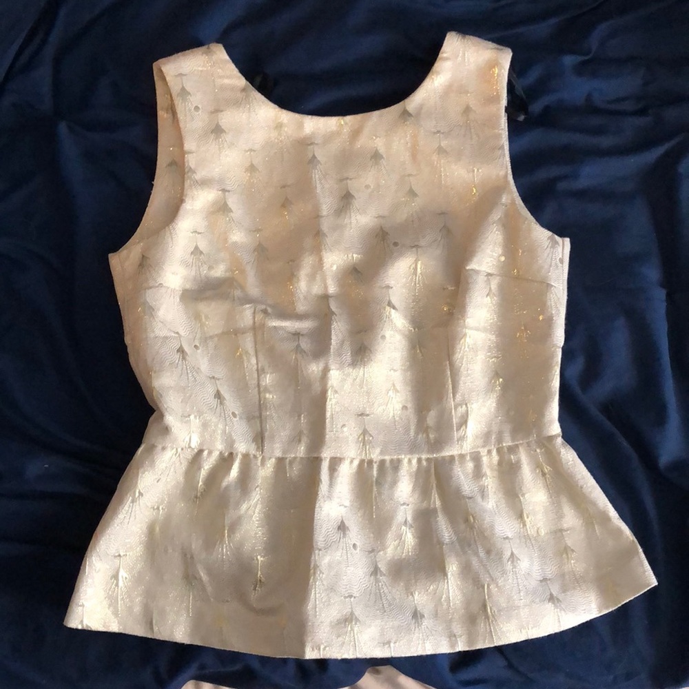 Gold Peplum Sleeveless Top